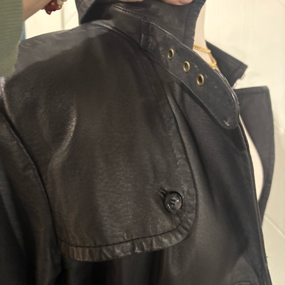 Y2K Vintage 90/00 Le Chateau Leather Trench/‎ Matrix/ Goth/ Grunge/ Moto/ - Picture 7 of 13